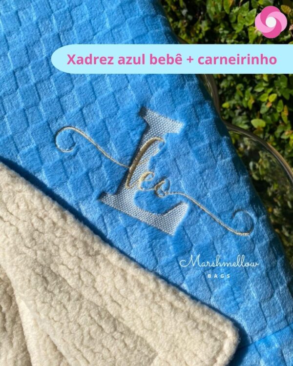 Manta Baby Dupla Xadrez + Carneirinho