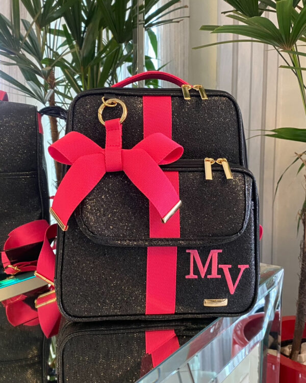 Mochila Londres - Shine Preto + Pink