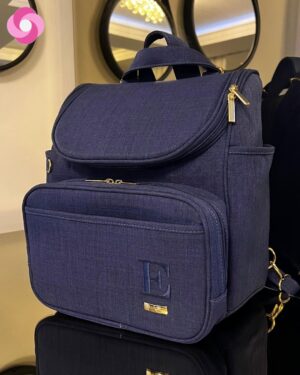 Mochila maternidade 2 em 1 – Linho Azul Marinho
