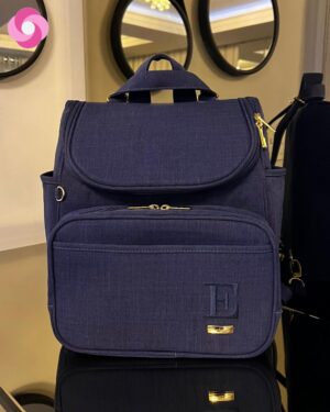 Mochila maternidade 2 em 1 – Linho Azul Marinho