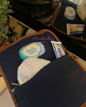 Trocador Luxo – Linho azul marinho + Caramelo