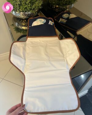 Trocador Luxo – Linho azul marinho + Caramelo