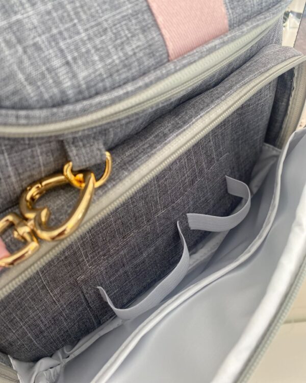 Mochila 2 em 1 - Linho Cinza com Rosê - Imagem 4