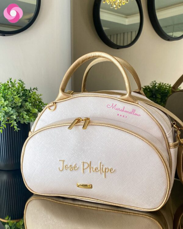 Bolsa Clássica M - Pérola + Dourado
