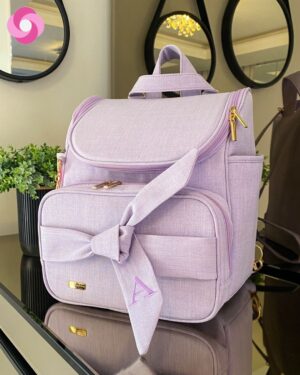 Mochila 2 em 1 – Coleção Laço de Fita – Linho lilás