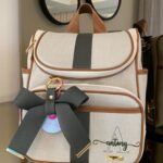 Mochila 2 em 1 MINI - Linho bege cru + caramelo + verde