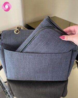 Bolsa maternidade Vegas – Linho preto + Preto absoluto