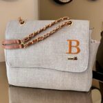 Bolsa Vegas - Linho Cinza + Caramelo