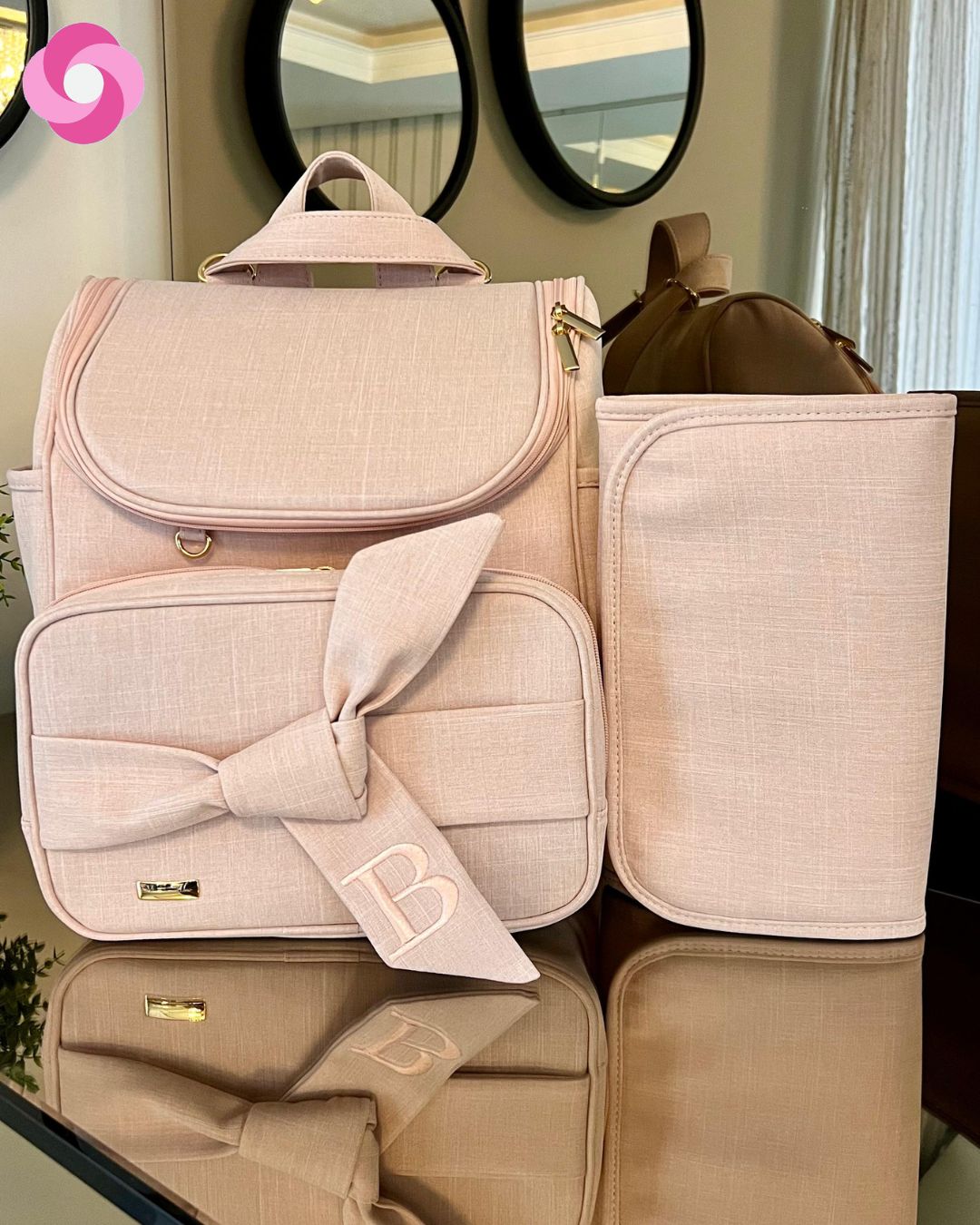 Mochila 2 em 1 - Coleção Laço de Fita - Linho Rosê - Imagem 5