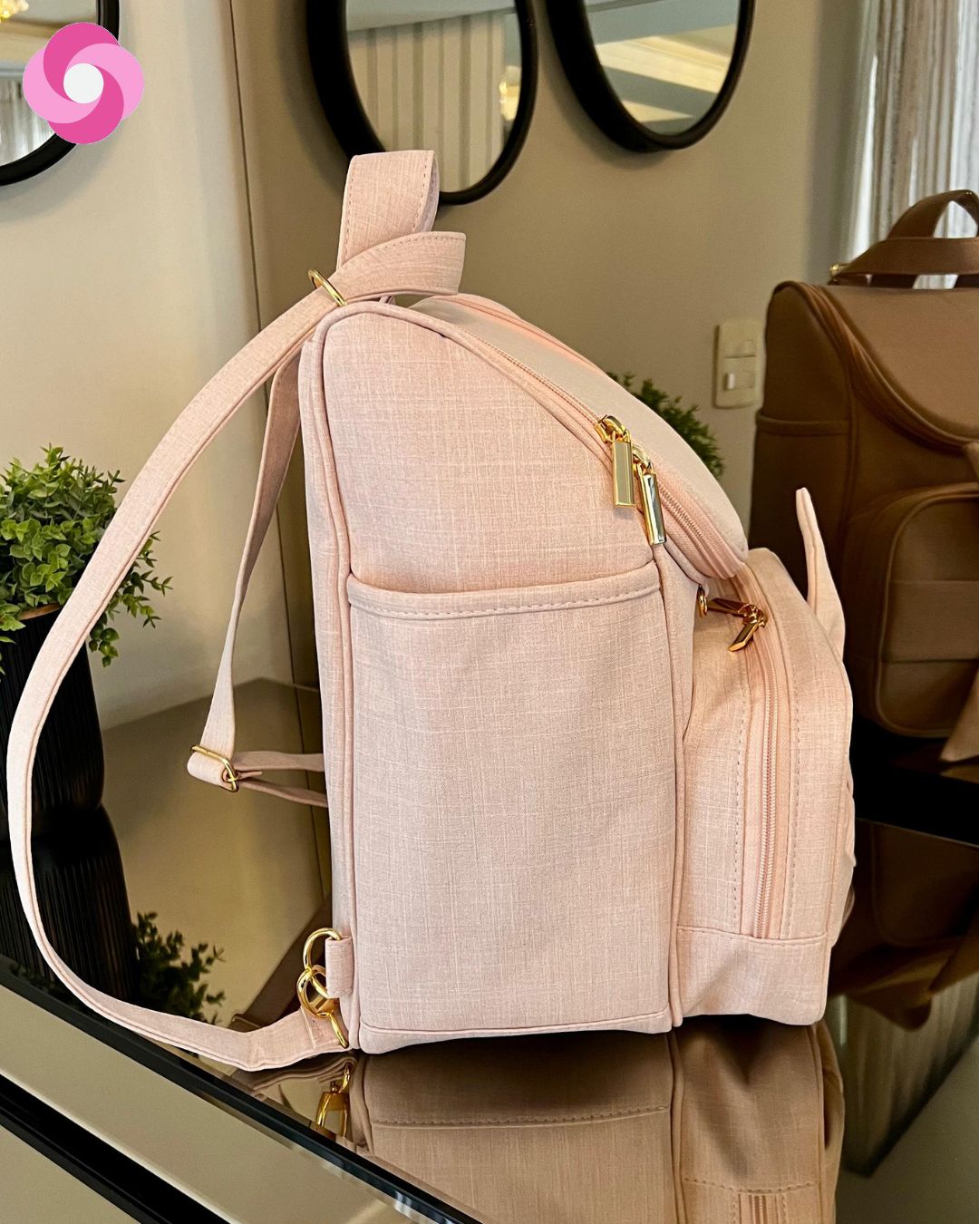 Mochila 2 em 1 - Coleção Laço de Fita - Linho Rosê - Imagem 6