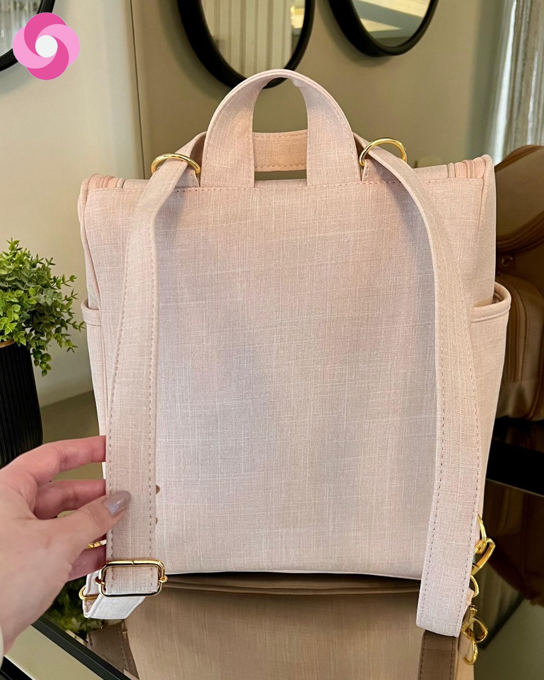 Mochila 2 em 1 - Coleção Laço de Fita - Linho Rosê - Imagem 7