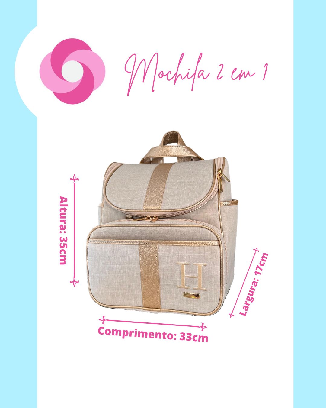 Mochila 2 em 1 - Coleção Laço de Fita - Linho Rosê - Imagem 8