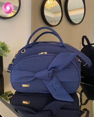 Bolsa Clássica M – Laço de Fita – Azul Marinho