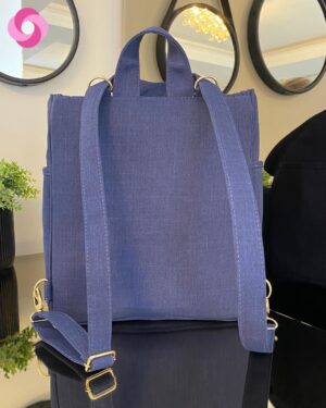 Mochila 2 em 1 – Coleção Laço de Fita – Linho Azul Marinho