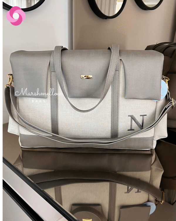 Bolsa Milano - Linho Bege cru com Cinza
