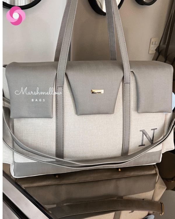 Bolsa Milano - Linho Bege cru com Cinza - Imagem 2