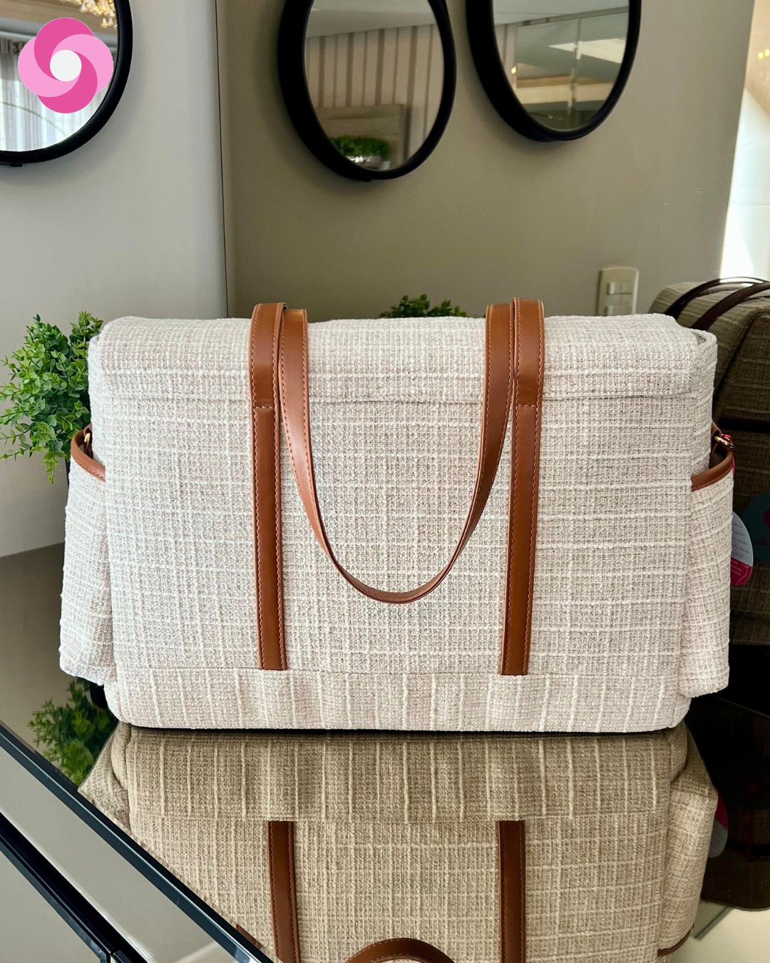 Bolsa maternidade Milano - Tweed + Caramelo - Imagem 3