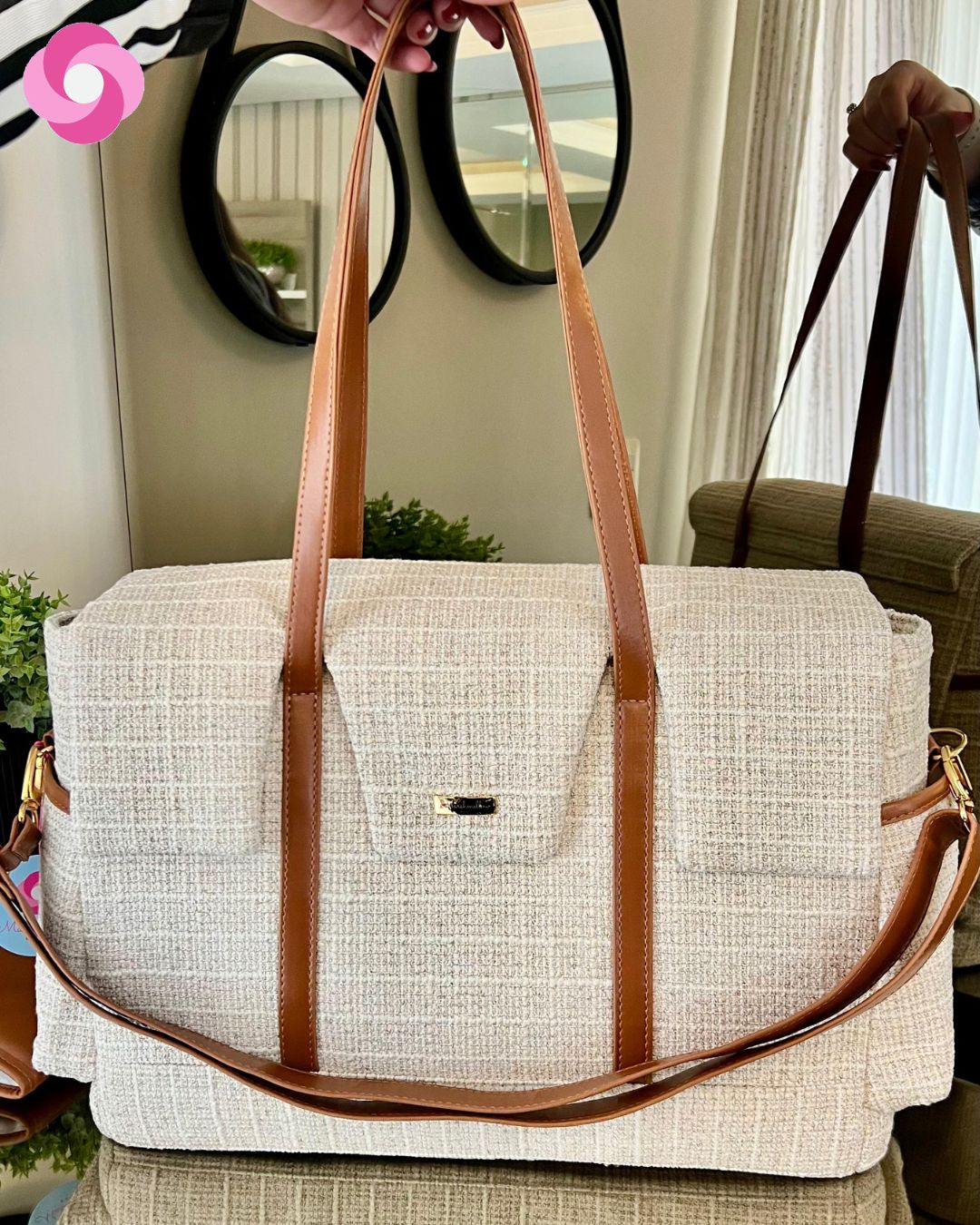 Bolsa maternidade Milano - Tweed + Caramelo - Imagem 2