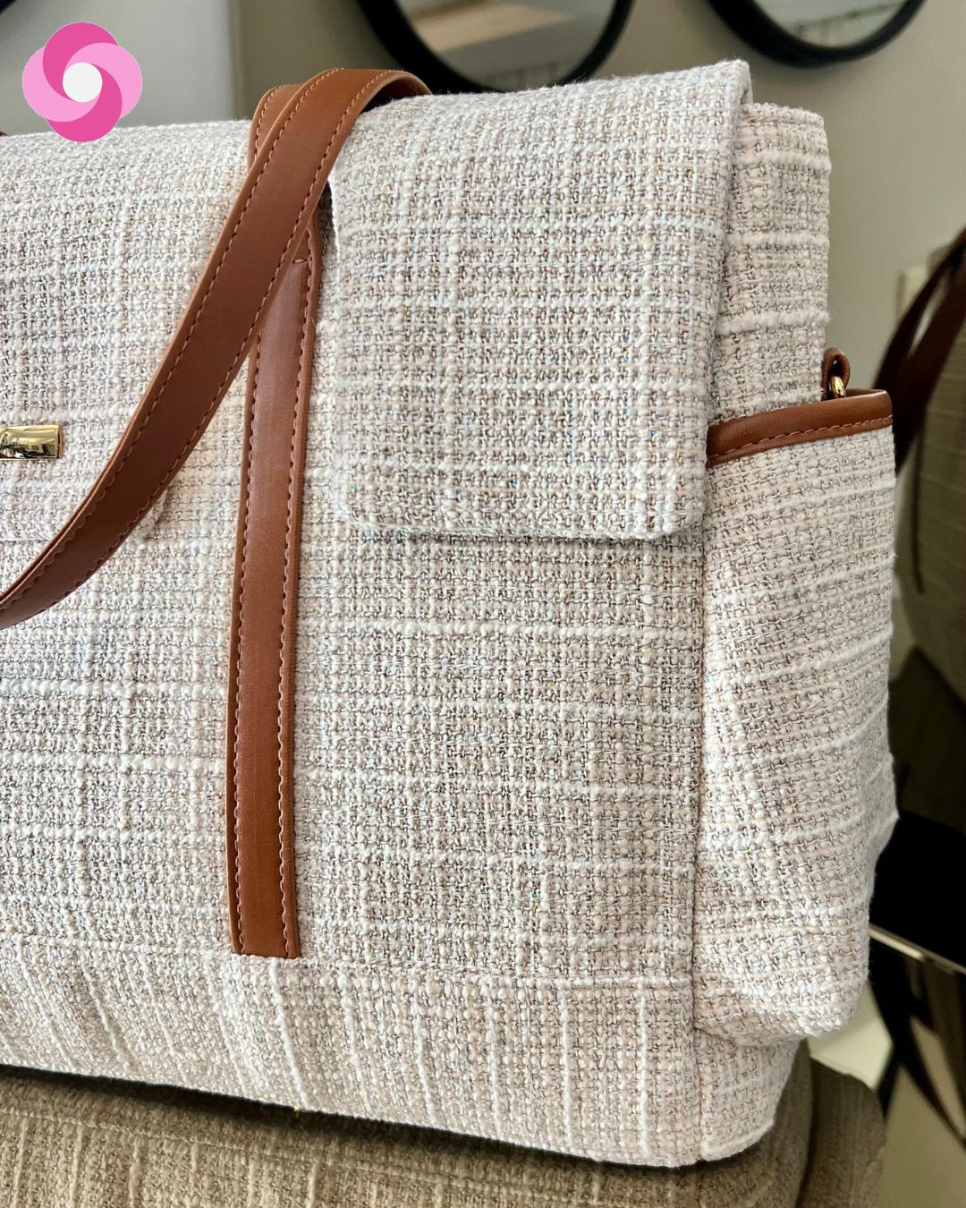 Bolsa maternidade Milano - Tweed + Caramelo - Imagem 4