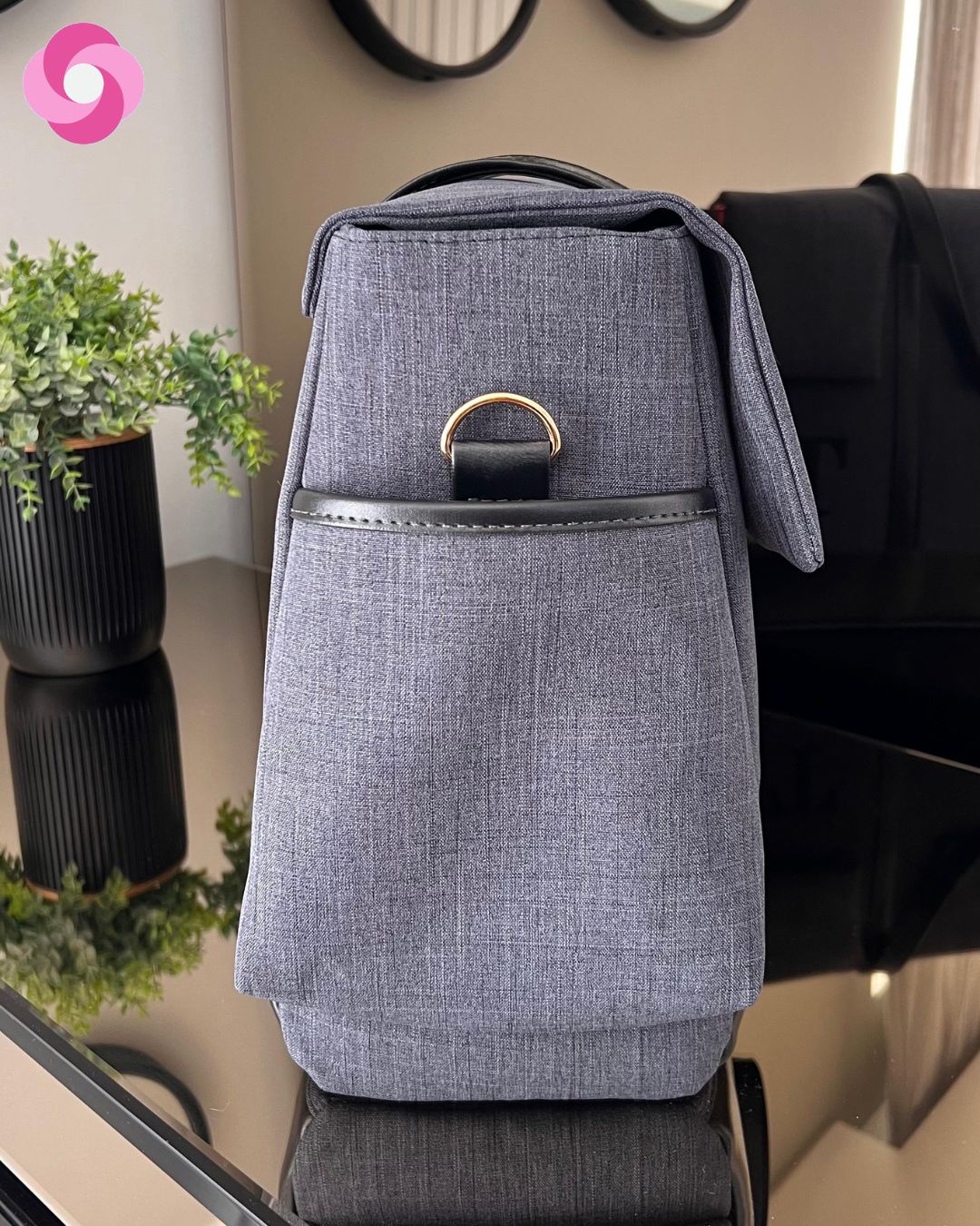 Bolsa maternidade Milano - Linho Preto + Preto - Imagem 7