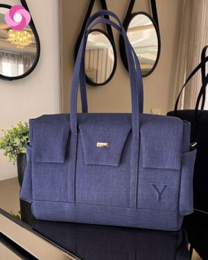 Bolsa maternidade Milano – Linho Azul Marinho