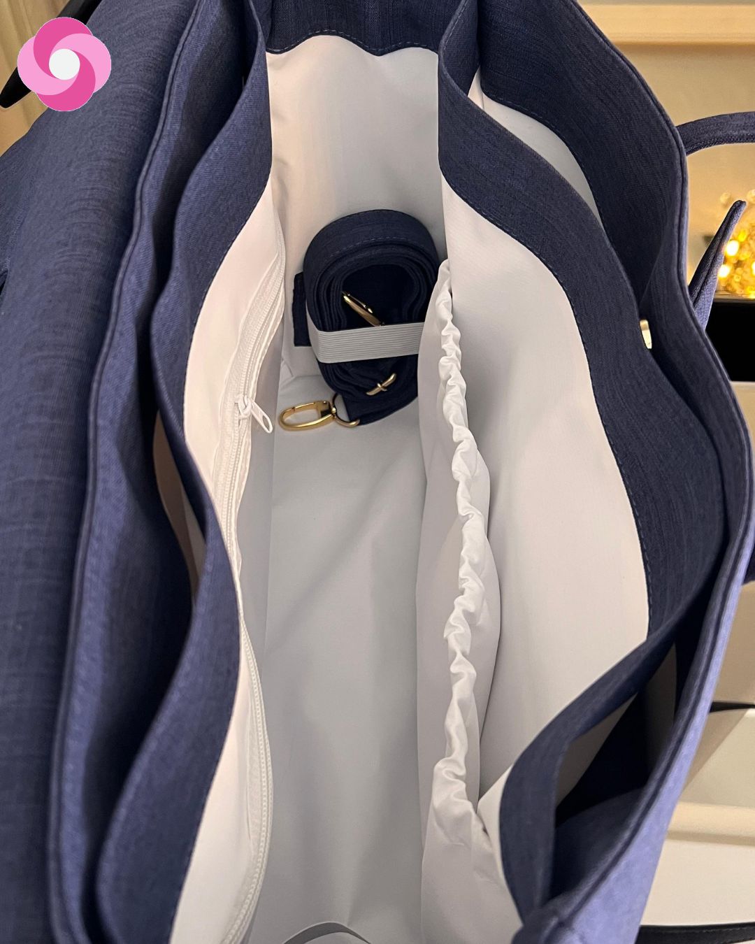 Bolsa maternidade Milano - Linho Azul Marinho - Imagem 6