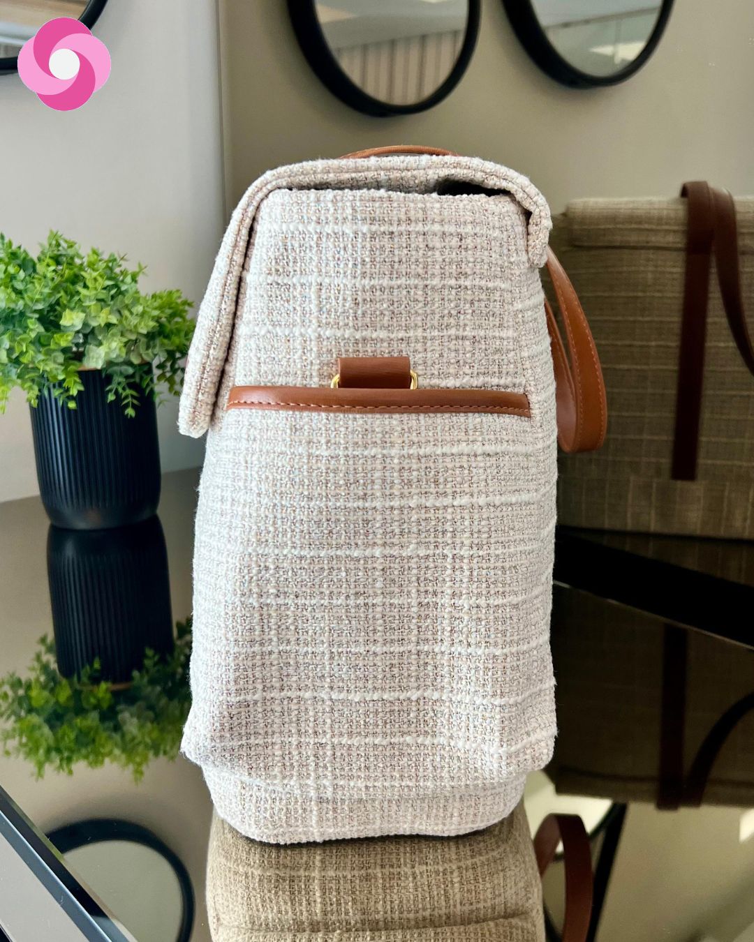 Bolsa maternidade Milano - Tweed + Caramelo - Imagem 5