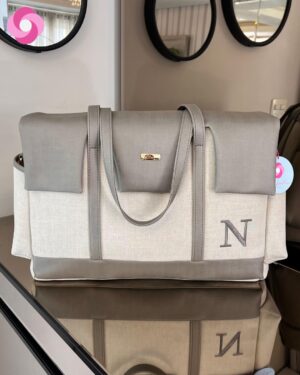 Bolsa Milano – Linho Cru + Cinza