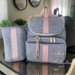 Mochila 2 em 1 - Linho Cinza com Rosê