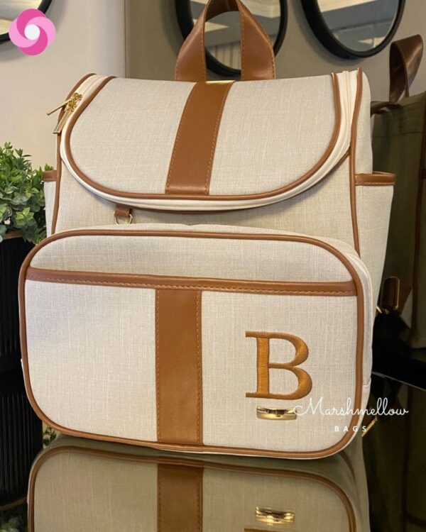 Mochila 2 em 1 - Bege com Caramelo