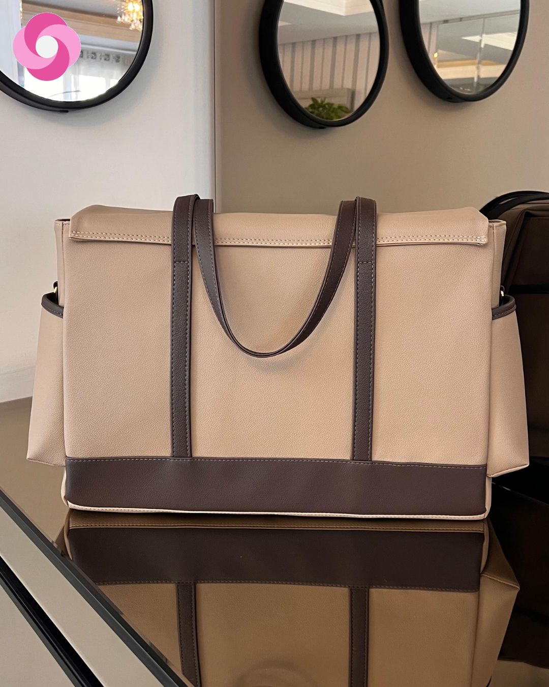 Kit bolsa maternidade Marsh 03 - Bege escuro + Café - Imagem 5
