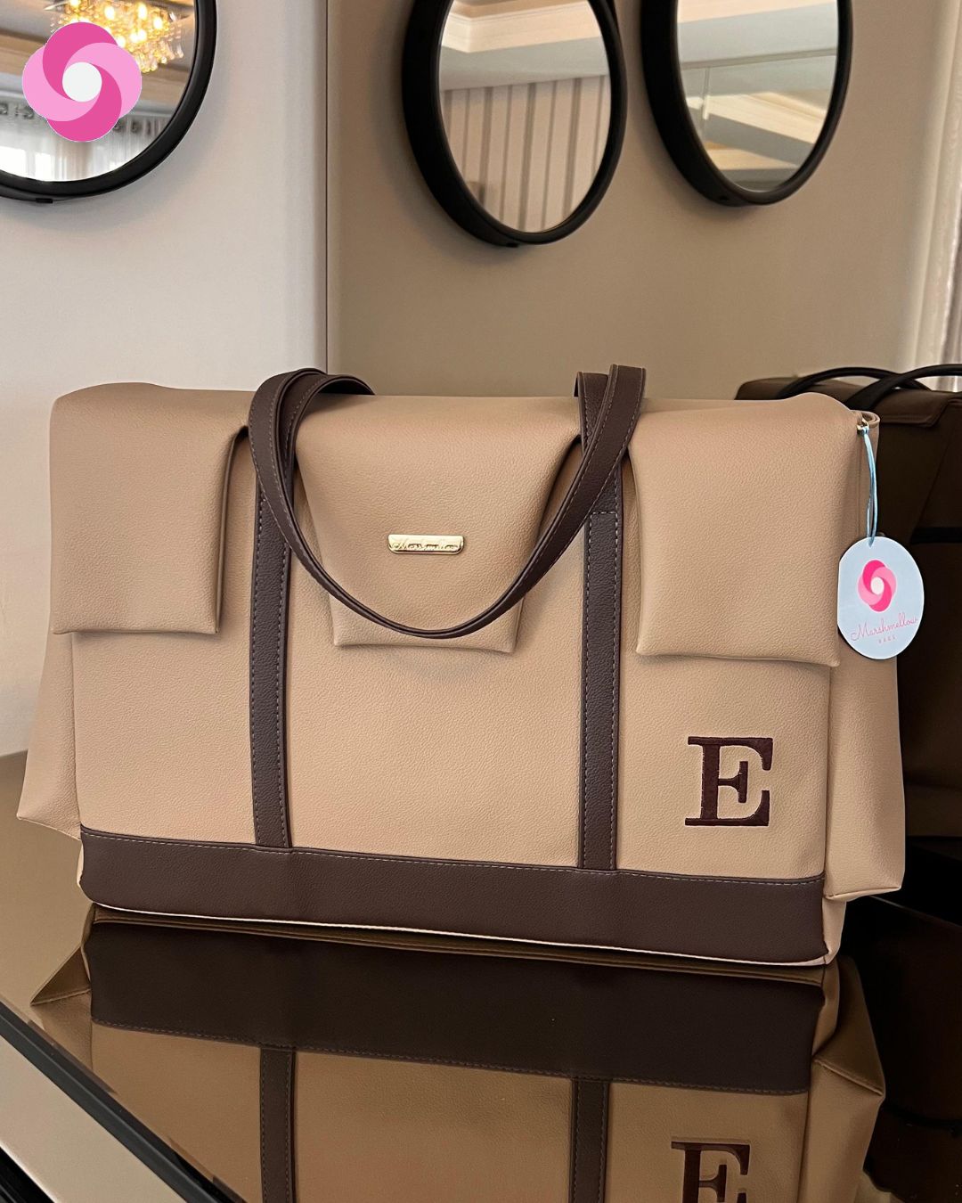 Kit bolsa maternidade Marsh 03 - Bege escuro + Café - Imagem 2