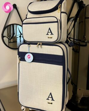 Kit bolsa maternidade Marsh 01 – Linho Cru + Azul Marinho