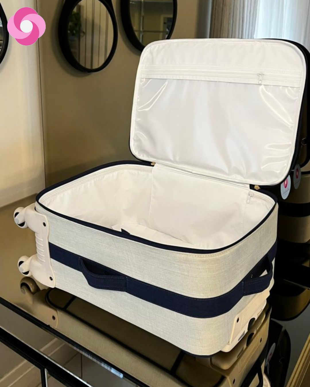 Kit bolsa maternidade Marsh 01 - Linho Cru + Azul Marinho - Imagem 4