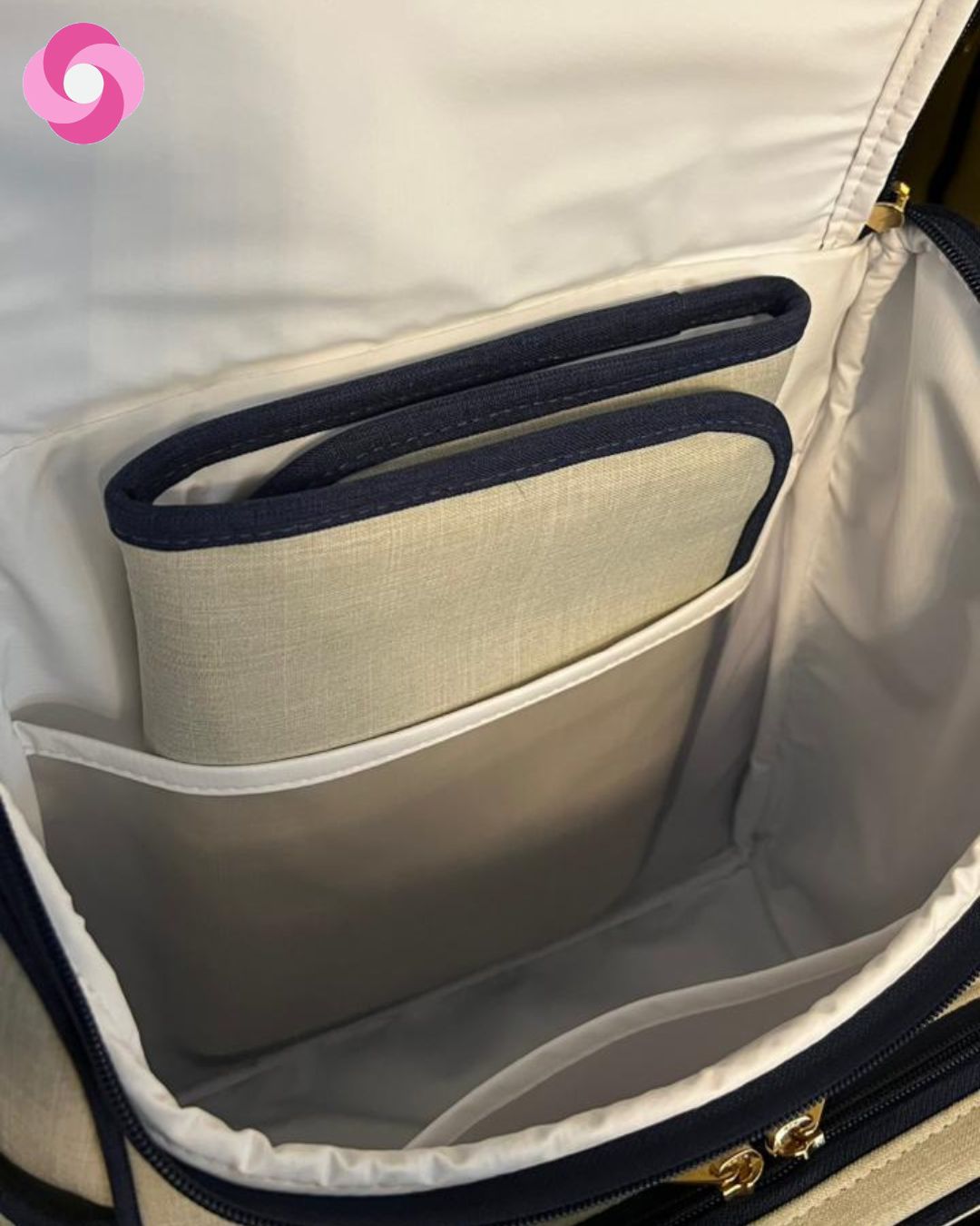 Kit bolsa maternidade Marsh 01 - Linho Cru + Azul Marinho - Imagem 11
