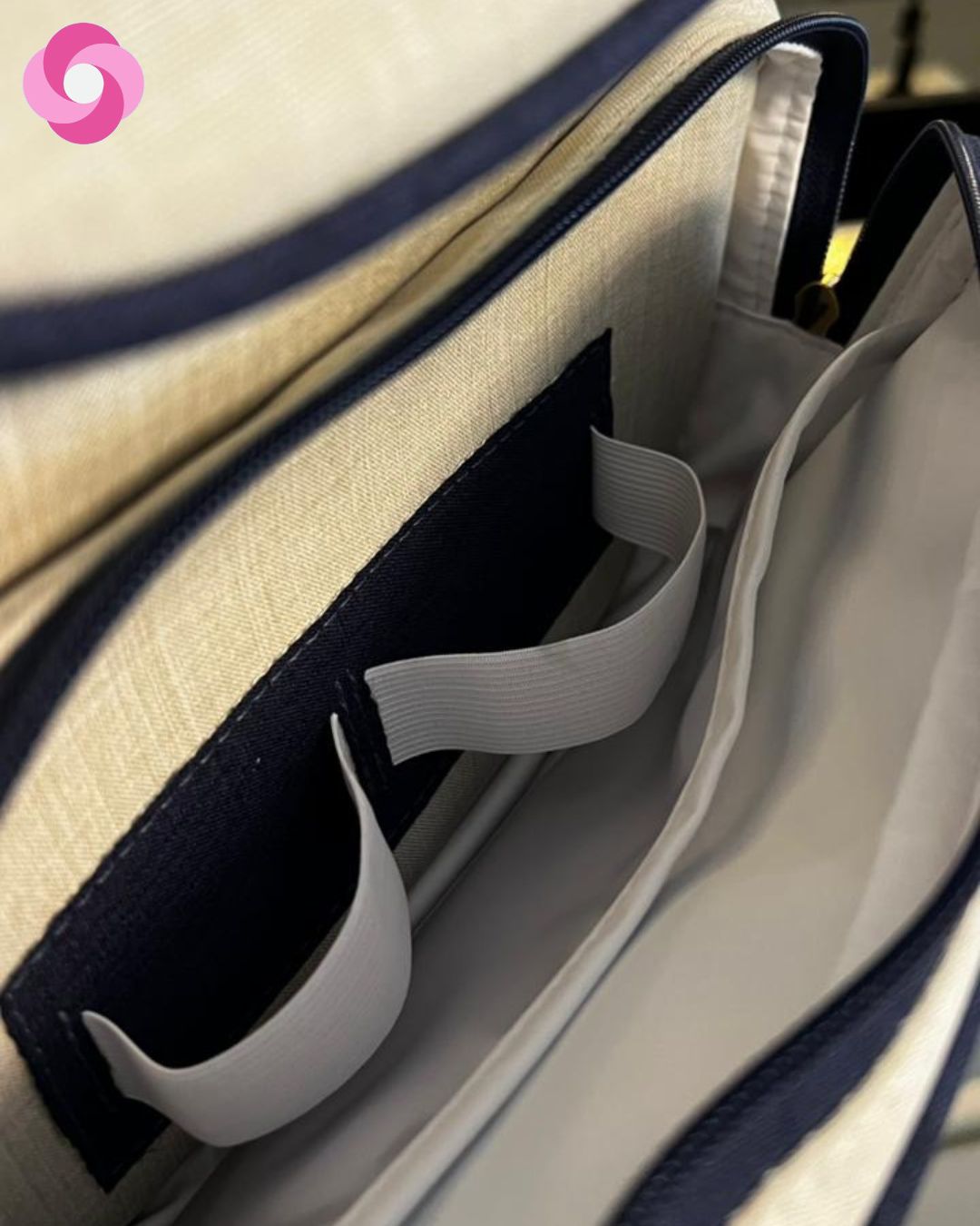 Kit bolsa maternidade Marsh 01 - Linho Cru + Azul Marinho - Imagem 10