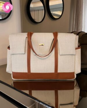 Bolsa Milano – Linho cru + caramelo