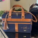 Mala Madison - Linho azul marinho + caramelo