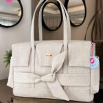 Bolsa Milano - Linho Cru - Laço de fita