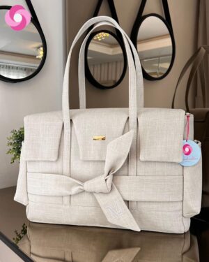 Bolsa Milano – Linho Cru – Laço de fita