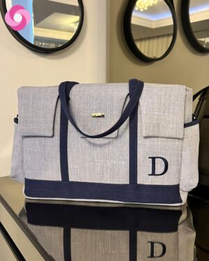 Bolsa Milano – Linho cinza + Linho azul marinho