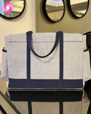 Bolsa Milano – Linho cinza + Linho azul marinho