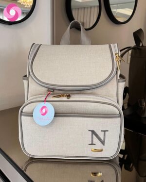 Mochila 2 em 1 alças fixas – Linho cru + Cinza