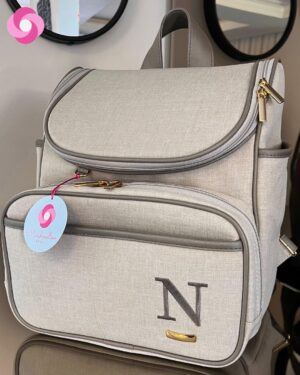 Mochila 2 em 1 alças fixas – Linho cru + Cinza