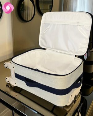 Mala Maternidade de Rodinhas 360º – Linho Cru + Linho Azul Marinho